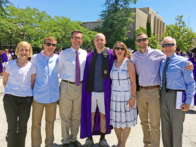 The Crandall family posing for a picture