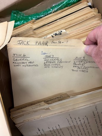 Foler in the archive with Jack Paar's name on it