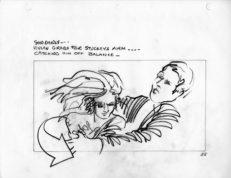 Storyboard drawing of a scene in Pretty Woman