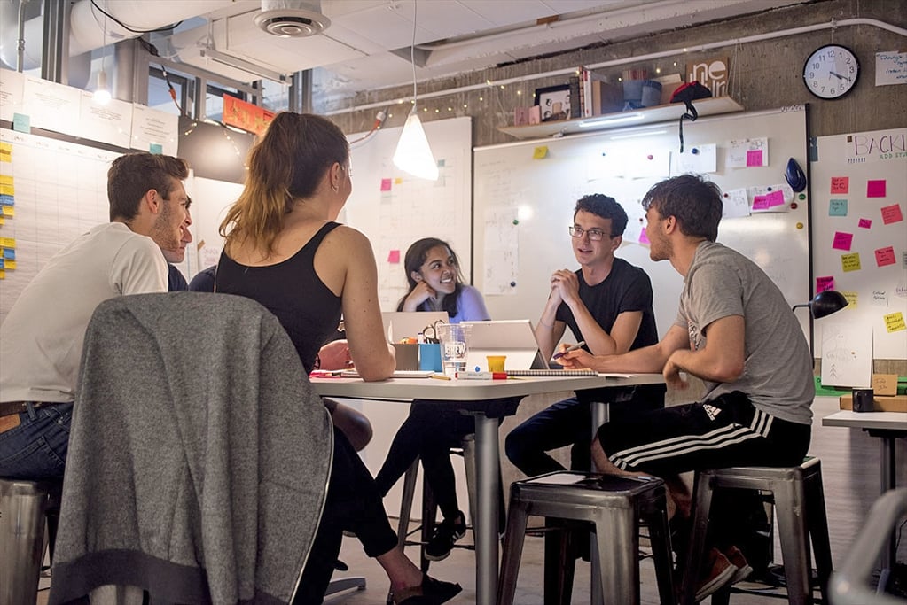 Students working at The Garage
